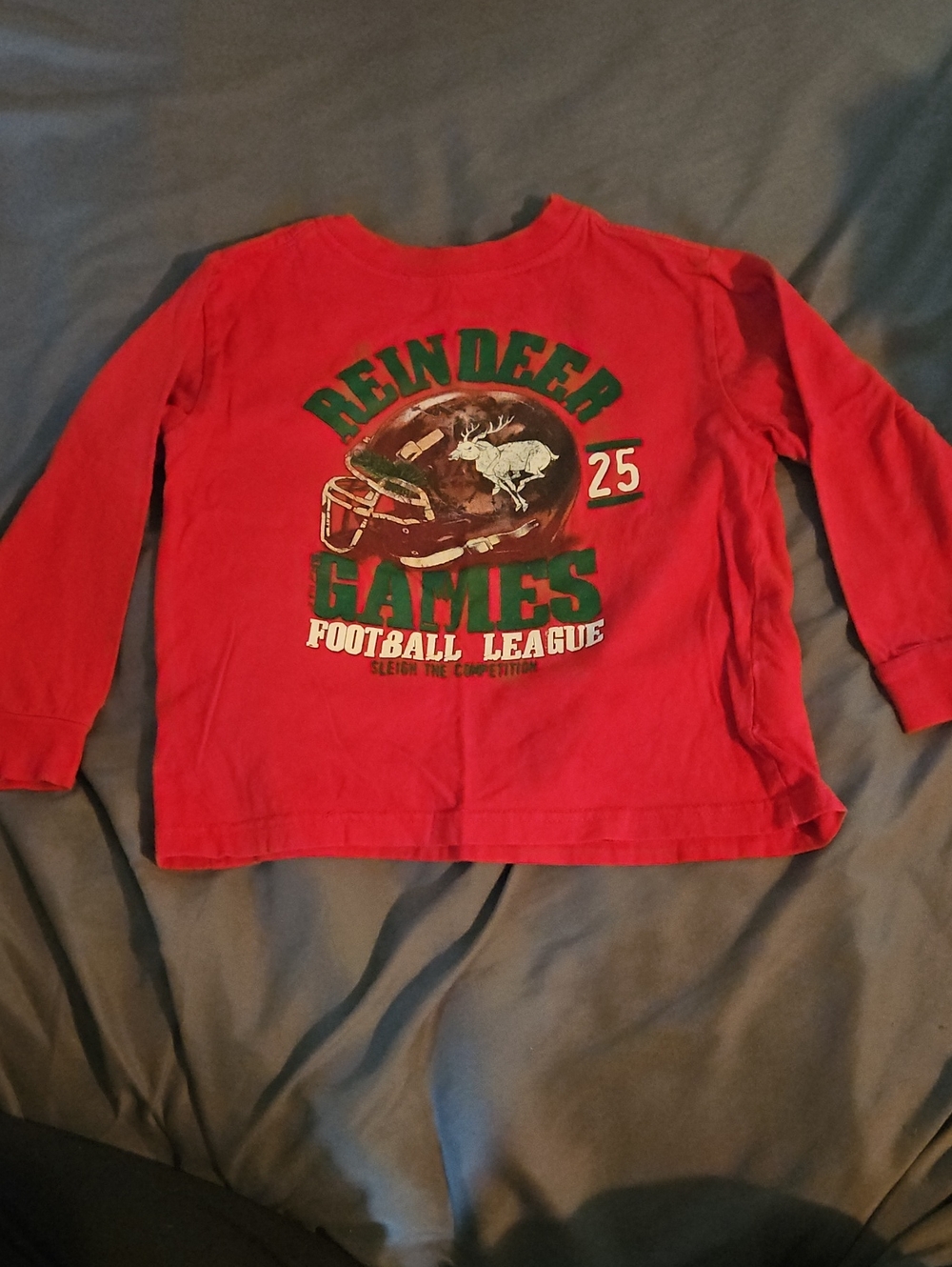 Kids Red Long-Sleeve 'Reindeer Games' Football Graphic Tee